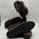 Coach Women's Talen Boot Size 7 Brown Suede Signature Quilted Nylon Rabbit Fur Photo 6