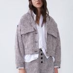 ZARA TWEED PLEATS SHOULDERS JACKET W/ POCKETS & BELT PINK SIZE L NWT Photo 6