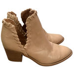 Qupid  Tobin Taupe‎ Whipstitch Slip On Block Heel Booties Sz 6.5 Photo 0