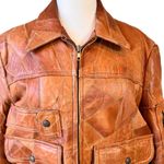 Vintage Casablanca Patchwork Zig Zag Stitch Leather Bomber Jacket Brown Size 42 Photo 1