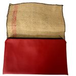 REpurposing NOLA Piece by Peace Clutch Red Burlap Sustainable Tan Photo 2
