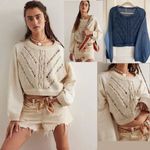 Free People Sweetness Sweatshirt BLUE LARGE Photo 1