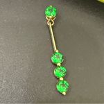 Signed 925 Gold Over Sterling Silver Vermeil Emerald Green CZ Row Drop Pendant Photo 1