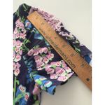 Lilly Pulitzer Shirt Womens L Blue Floral Double VNeck Ruched Sleeve Fairy Photo 13