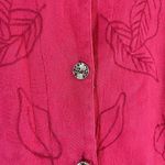 Mirasol Jean Jacket Women's Size Large Button Cotton Embroidered Magenta Pink Photo 3