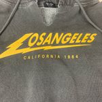 Brandy Melville John Galt one size dark gray Los Angeles hoodie sweatshirt distressed small xs Photo 3