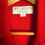 St. John  Collection Red Knit Gold Stripe Trim Notch Collar Button Front Jacket 2 Photo 10