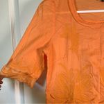 Massimo Dutti  Spring Summer Orange Embroidered Lightweight Blouse Size Med EUC Photo 4