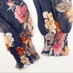 Nicholas Rust Floral Pintuck Silk Chiffon Mini Dress: Navy Blue Size 0 Photo 8