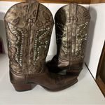 Frye Daisy Duke Western Brown & Gold Leather Boots W/Rhinestones Studs S 10-EUC Photo 1
