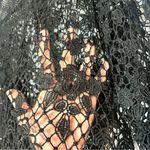 Bold Elements Bold Element Lace Blouse Crochet Top Black Gold Zip Back Long Size Large Floral Photo 13