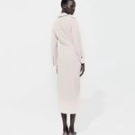 ZARA NWT  Woman Draped Waist Midi Dress Tailored Collared Ruched Ivory Size S Photo 6