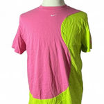 Nike Colorblock T Shirt Pink Neon Green Swoosh Logo Cotton Size M Photo 0
