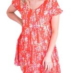 ePretty NWT Floral Tiered V Neck Ruffle Sleeve Mini Dress Red White Size Medium Photo 0