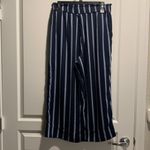 H&M  Navy Stripe Trouser Wide Leg Cropped Pants Size 10 EUC #4214 Photo 1