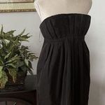 BCBGeneration  Dress 8 Black Zipper Back Pleated Strapless Trim Lace Pocket Side Photo 11