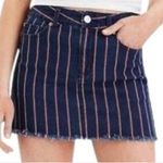 American Eagle NWT Skirt Sz 0 Red White and Blue Vertical Striped Denim Mini Photo 0