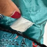 VTG Foieverdev sz LTeal Floral Brocade Mandarin Collar Vest Quilted Green Size L Photo 4