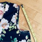 Rose + Olive Floral, Pleated, Flowy, Dressy Tank, Navy Blue, Peach, Size L Photo 11