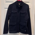 Eddie Bauer  Womens Navy Blue Knit Full‎ Zip Utility Jacket Large Sweater Fleece Photo 0