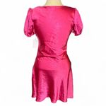 Lush Clothing Lush Fuschia Satin Puff Sleeve Mini Dress Y2K Style Barbie Pink Size Medium Photo 2