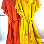Ashley Stewart 20W Linen Vibrant Orange or Mustard Yellow Women's Shirt Dress Photo 0