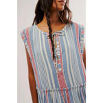 Free People  We The Free Surf Stripe Maxi Top XS Linen Oversized Beach Vacation Photo 1