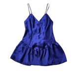 Victoria's Secret Vintage Gold Label 80’s 90’s Victoria’s Secret Royal Blue Satin Slip Negligee M Photo 5