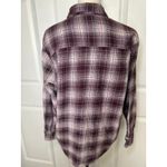 Old Navy  The Boyfriend Shirt Medium Plaid Flannel Raisin Arizona‎ Burgundy Photo 3