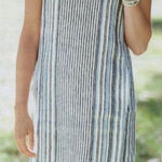 J. Jill Love Linen Nautical Multi Stripe Sleeveless Pullover Shift Dress Blue M Size M Photo 0