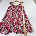American Eagle  Dress Women Medium Red Floral Short Shift Ruffle Neck Sleeveless Photo 9