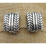 Great Silver Tone Textured Square Clip On Earrings Etched Mirrored CUTE .75" Photo 1