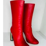 Alexander McQueen Red Leather Lux Duchess Bootie Boots 105mm High Heel Size 37.5 Photo 9