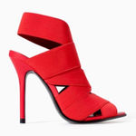 ZARA  Strappy Wrap Heels Red Sz 38 Photo 0