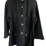 For Cynthia  Black Button-Up Hooded Jacket Photo 0