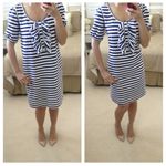 See By Chloe Size 4 Shift Dress Striped Blue White Ruffle Front Nautical Resort Photo 1