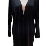 Unique By V. Virella Black Button Front Silky Cardigan Size Large Photo 0