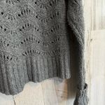 American Eagle  Women's Small  Gray Pointelle Knit Sweater Soft Cozy Boho Style Photo 9