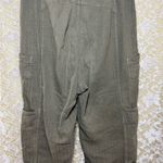 Free People  Olive Green Straight / wide Leg Pants cargo pockets linen cotton euc Photo 5
