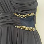Jodi Kristopher  One Shoulder Cocktail Dress 3 Holiday Navy Rhinestone Chiffon Photo 14