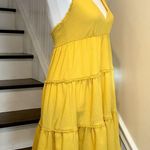 Betsey Johnson BESTEY JOHNSON Boho Yellow Halter Dress w Tiered Layered Skirt Sz Small Photo 7