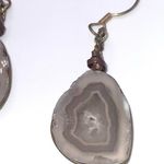 Lavender Sliced Geode Earrings Wrapped In Copper Fish Hook Pierced Photo 1
