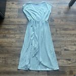 Caution to the Wind  Women's Short Sleeve Striped Turquoise Blue Dress Size M Photo 6