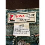 Zona Libre Denim Skirt Womens 11 12 Blue Embroidered Rose Floral Jean Y2K Retro Photo 2