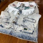 Vintage 80s Acid Wash Denim Fringe Vest & Skirt Set Western Deadstock Punk EUC Blue Size M Photo 15