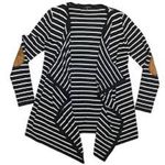 Market & Spruce  Women's Striped Cardigan in Black and White Photo 2