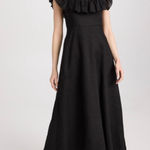 Zimmermann  cira black ruffle midi 100% linen dress Photo 0