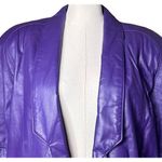 Vtg 90s Outerwear by Pheonix Purple Leather Jacket Coat Shoulder Pads Sz SP Photo 1