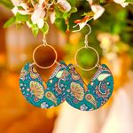 Vibrant Geometric Unique Shape Line Accents Delicate Flower Pattern‎ Earrings Photo 10