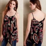 HD in Paris Anthro 100% Silk Paisley Asymmetrical V-Neck Sleeveless Blouse Photo 1